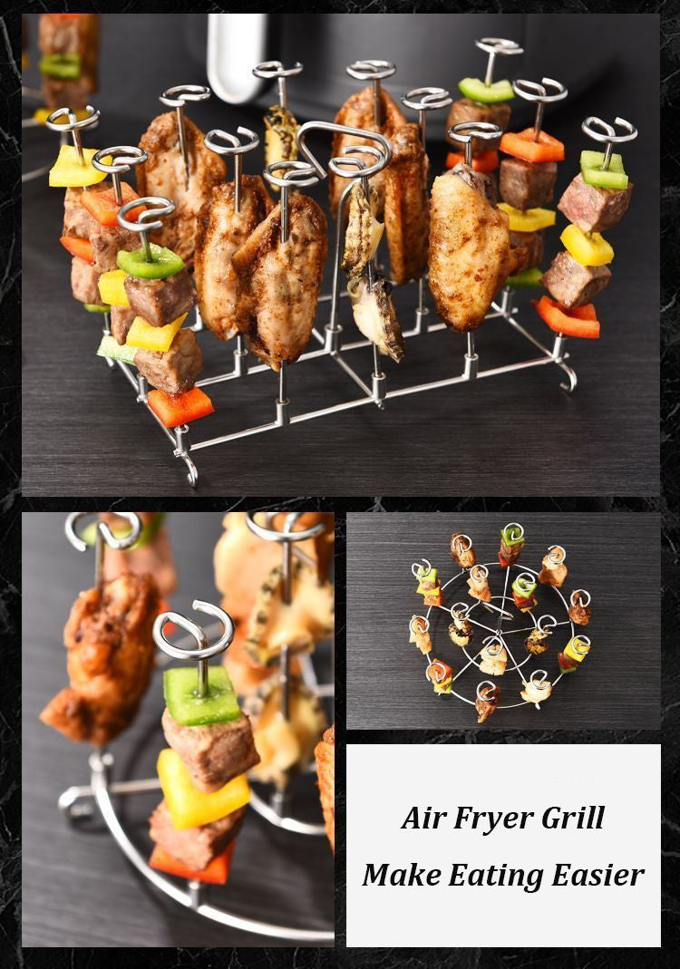 12Pcs Stainless Steel Air Fryer Oven Barbecue Stick Kitchen BBQ Skewer Grill Reusable Baking Stick Needle Kebab Cooking Tool