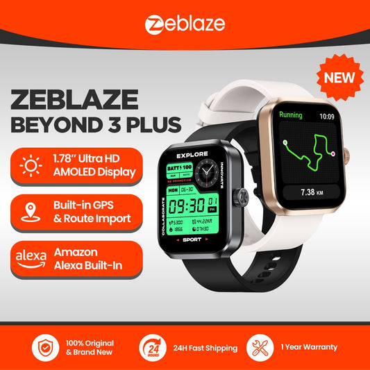 Novo Zeblaze Beyond 3 Plus GPS Smart Watch Tela AMOLED de 1,78'' Alexa Integrada Faz/Recebe Chamadas Telefone Smartwatch 3ATM