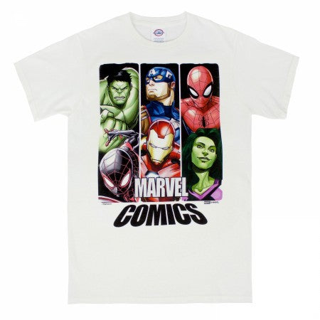 Marvel Comics Super Heroes White T Shirt Men 2025 Summer Cotton Tee Hulk Captain America Spider Man Iron Man Design Black