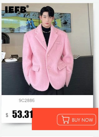 IEFB Short PU Leather Coat Men's Spring Summer Loose Turn-down Collar Coat Korean Style Trend Male Jacket Casual Top 9C5013