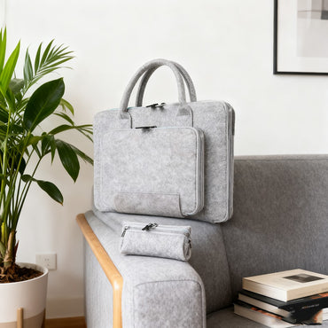 Felt Bag Felt Tote Bag Multifunctional Handbag Double Zipper Computer Bag Portable Computer Bag