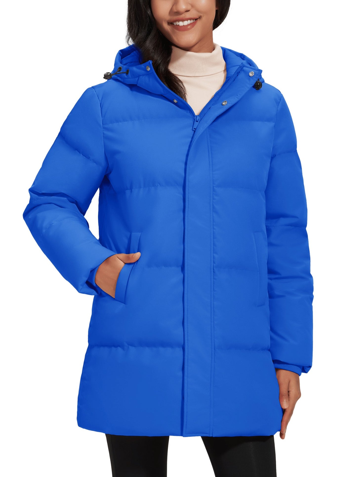 TACVASEN Winter Quilted Duck Feather Down Jackets Womens Padded Puffer Warm Hooded Long Coats Thermal Waterproof Thick Outerwear
