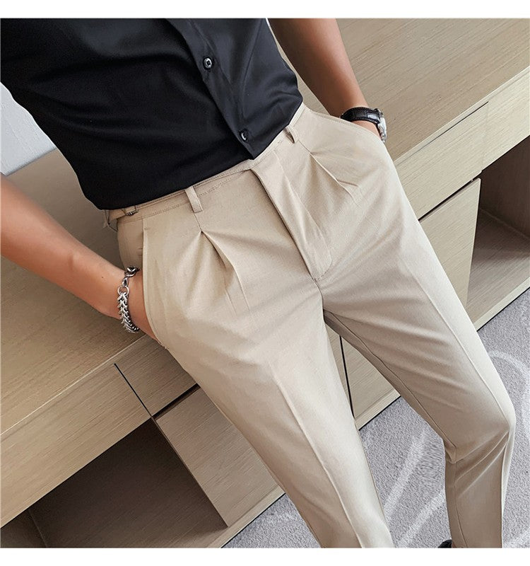 High Quality Elasticity Suit Pants Men Formal Business Office Social Dress Pants Slim Fit Casual Wedding Ankle Trousers Pantalon