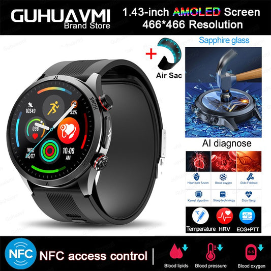 2026 New Health track NFC Air Pump+Air Bag Smartwatch Men Accurate Blood Pressure watches Uric Acid ECG Call Smart Bracelet lady