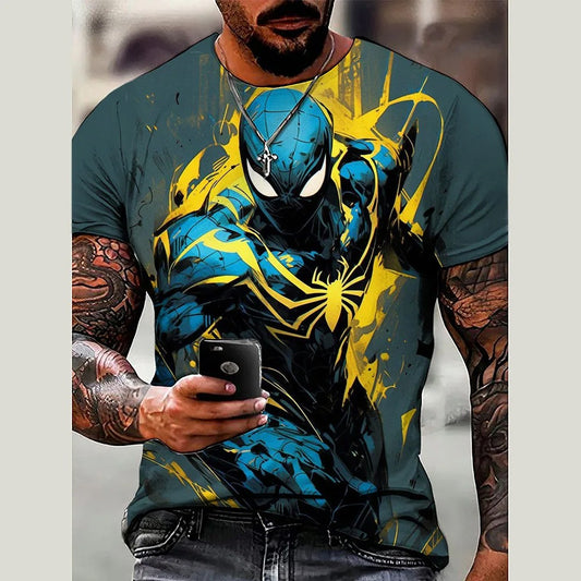 Avengers: Marvel Heroes Short Sleeve Printed T-shirt for Men, Spider Man Venom Role Playing Costume Top for Men