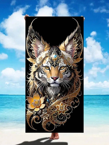 Ultra-Fine Fiber Quick-Drying Nordic Tropical Style Flamingo, Black Cat, Leopard And Tiger Printed Cartoon Beach Towel, Yoga Mat