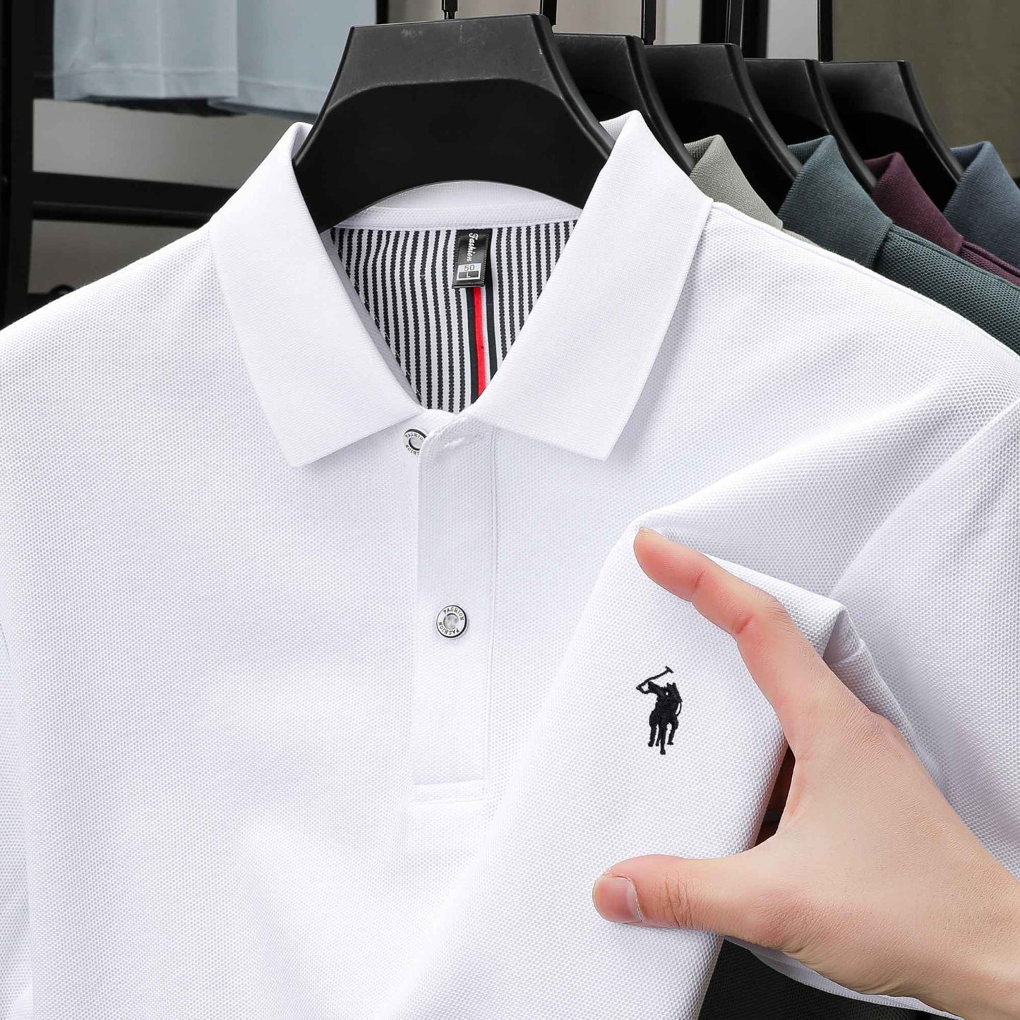 100% pure cotton summer new fashionable men's shortsleeved luxury customized business polo shirt exquisite embroidery Tshirt top