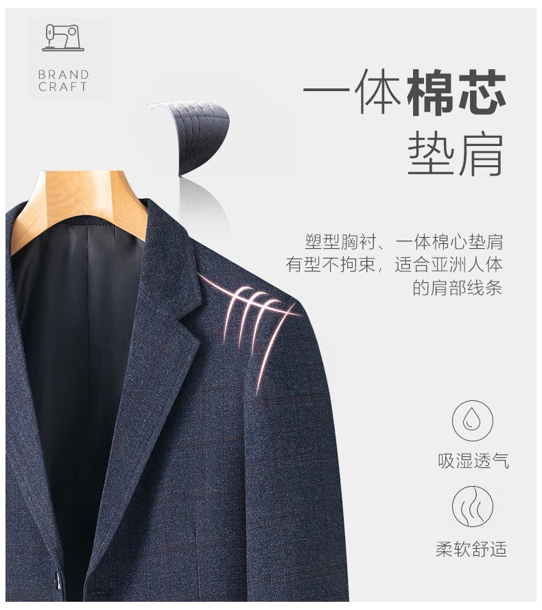New Men's Blazer Fashion Middle-aged Business Casual Professional Wear Casual Loose British Style Sub-trend Four Seasons Suit