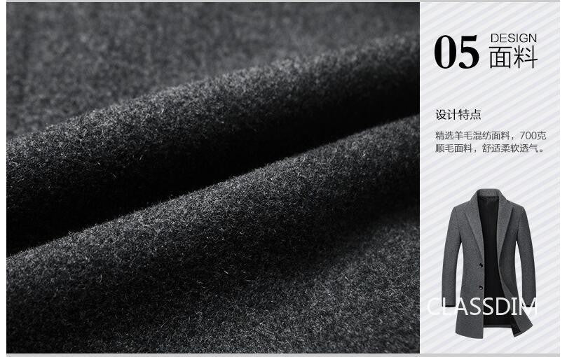 New Winter Men Cashmere Trench Coats Wool Blends Overcoats Business Casual Trench Long Jackets Male Slim Blends Coats Size 4XL