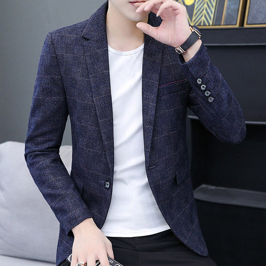 The 2025 autumn checkered suit jacket is a stylish, cool, casual, business and trendy Korean-style fitted suit jacket top
