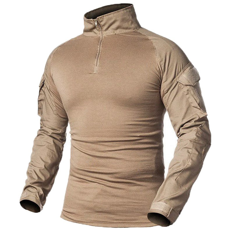 Men's Outdoor Long Sleeve Combat Shirt Cargo 1/4 Zipper Ripstop Cotton Tactical Shirts US Army Camoufalge Airsoft Clothing