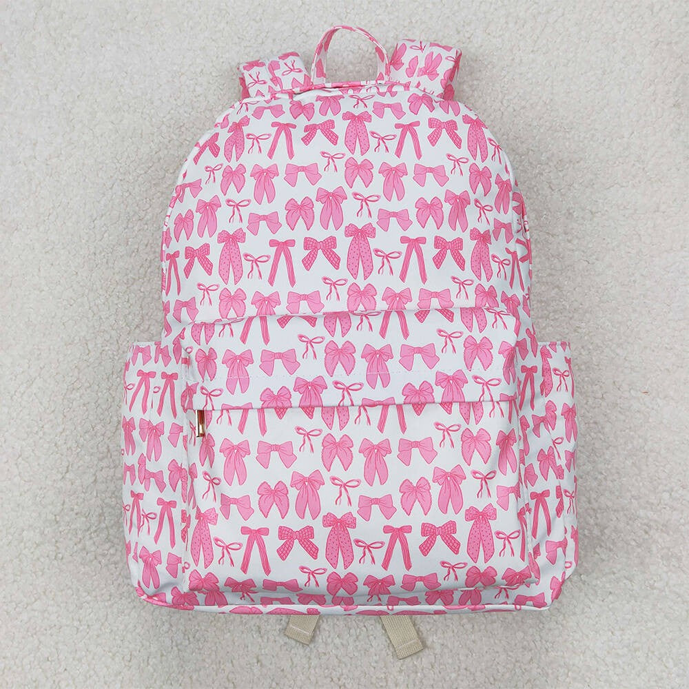 Mochila Rosa com Laço para Crianças, Mochila Escolar para Meninas com Design de Laço, Acessórios Educacionais Infantis13*5*17 polegadas