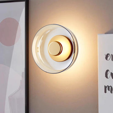 Vintage LED Glass Wall Lamp Minimalist Creative Disc Design Suitable for Corridors Bedrooms Study Rooms Balconies Dining Rooms