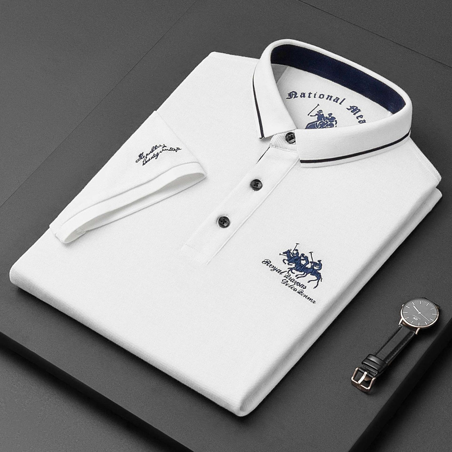 New Summer Embroidered Pure Cotton Men's Luxury Polo Shirt Top Casual Short Sleeved Fashionable Wrinkle Resistant Men's T-shirt