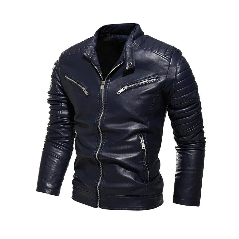 Men Yellow PU Leather Jacket Patchwork Biker Jackets Casual Zipper Coat Male Motorcycle Jacket Slim Fit Fur Lined Outwear Coat
