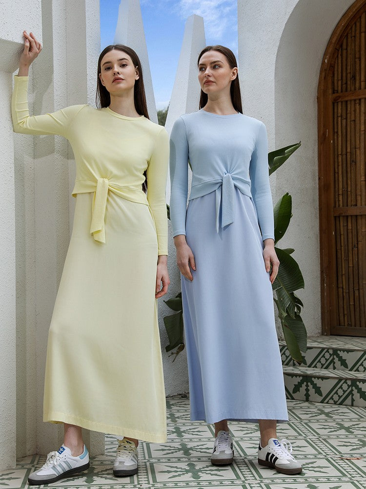 AP SS25 Women Wrap Ribbed T-shirt Lady Blend Slip Dress 5 Color