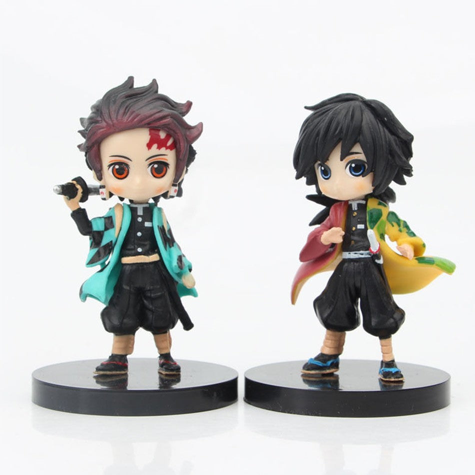 BANDAI Q Posket Boneco Atacado Demon Slayer Mini Estatueta 6pçs/12pçs/Conjuntos Kimetsu No Yaiba Pequenos Bonecos de PVC Decoração de Mesa