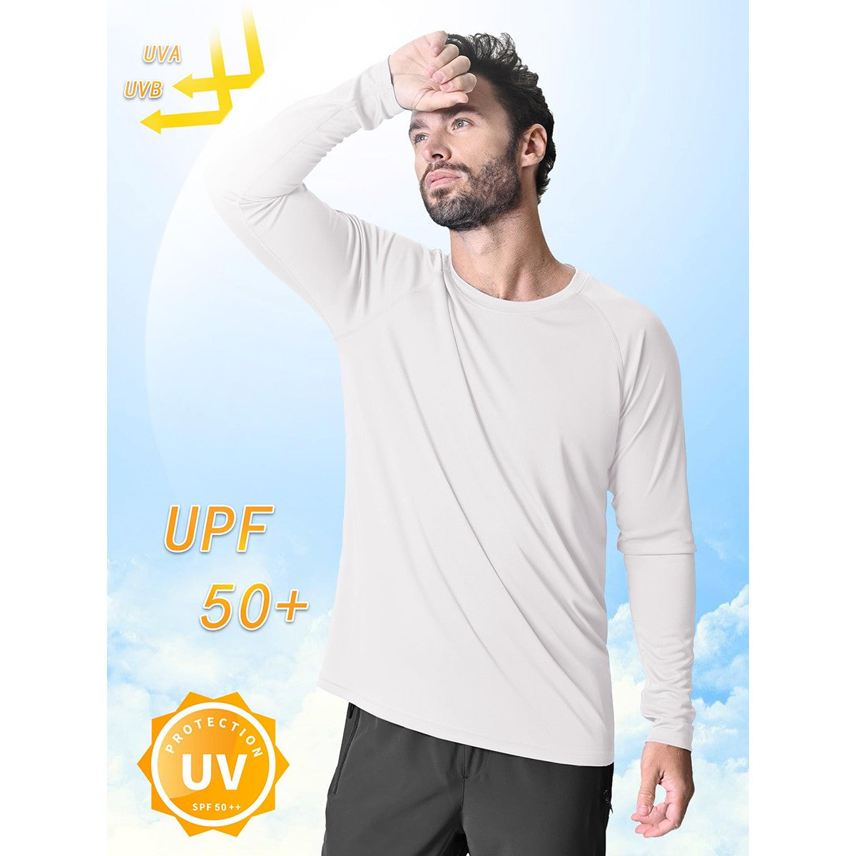 TACVASEN UV Shirt Men's O-Neck Long Sleeve UPF 50+ Sun Protection T-Shirt Quick Dry Sports Tee Hiking Fishing Outdoors Pullovers