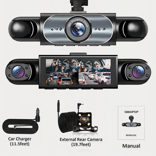 4 Channel Dash Cam 360° Car Video Recorder Black Box with Night Vision 24/7 Parking Monitor G-Sensor Loop Recording auto parts