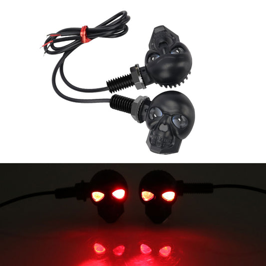 2pcs Mini Motorcycle Led Turn Signal Light Skull Shape DRL Indicators Front Rear Turn Signal Lamp Blinker for honda yamaha Honda