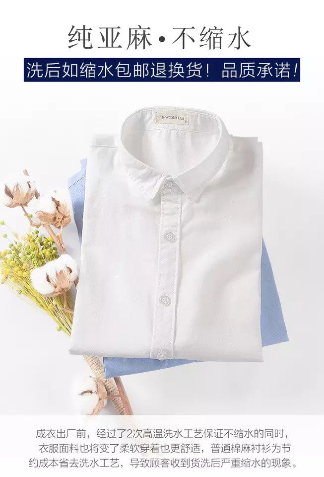 HOO2025 linen shirt young male leisure cotton shirts with short sleeves business cultivate one's morality thin comfortable shirt