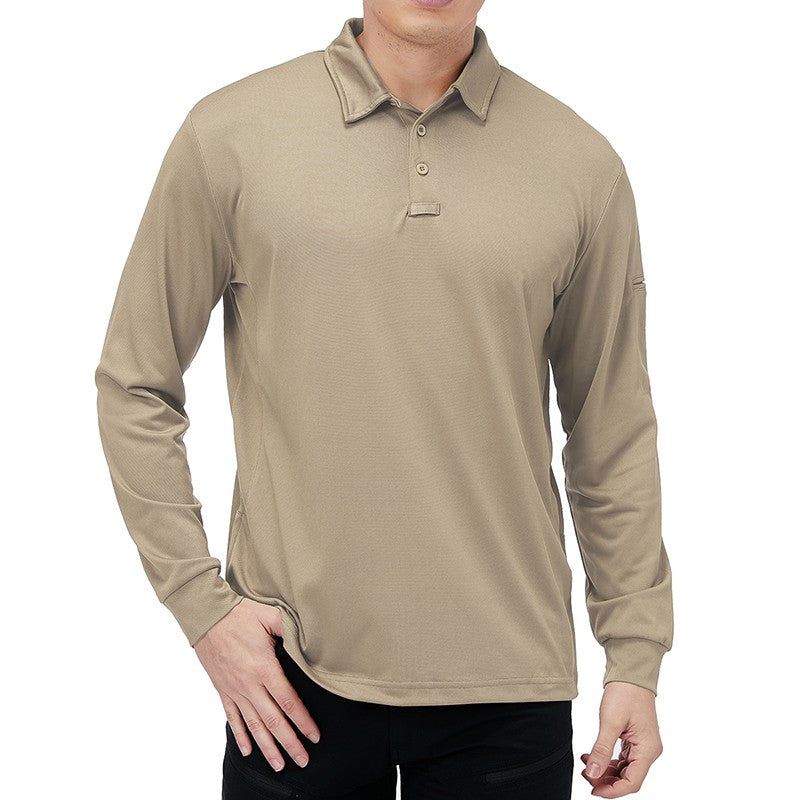 Men's Lightweight Long Sleeve Polo Shirt Performance Tactical Casual Outdoor Hiking Collared Shirts Pique Jersey Golf Shirt