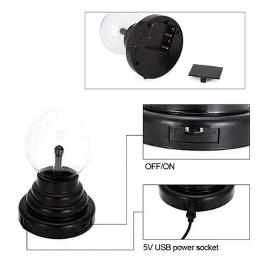Plasma Lamp Eu Plug Light Static Globe Glass Ball Lightning Magic Electricity Powered Sensitive Touch Usb Red Bulb Battery 6Inch