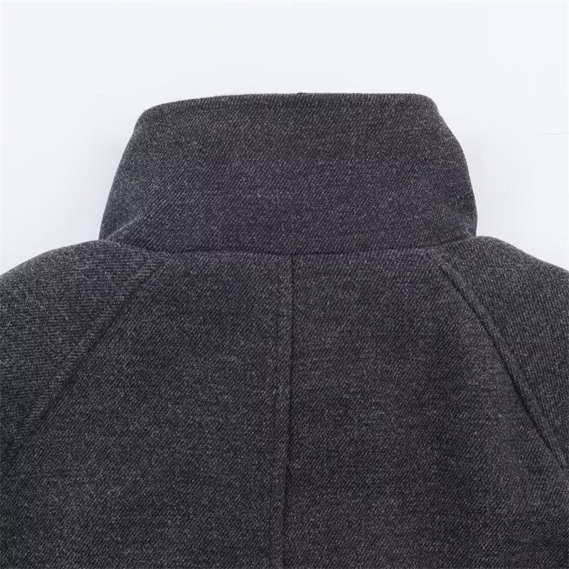 Women's Coat 2025 Autumn and Winter New Style Gray Long-Sleeve Belted Single-Breasted Stand Collar Loose Coat Fashionable