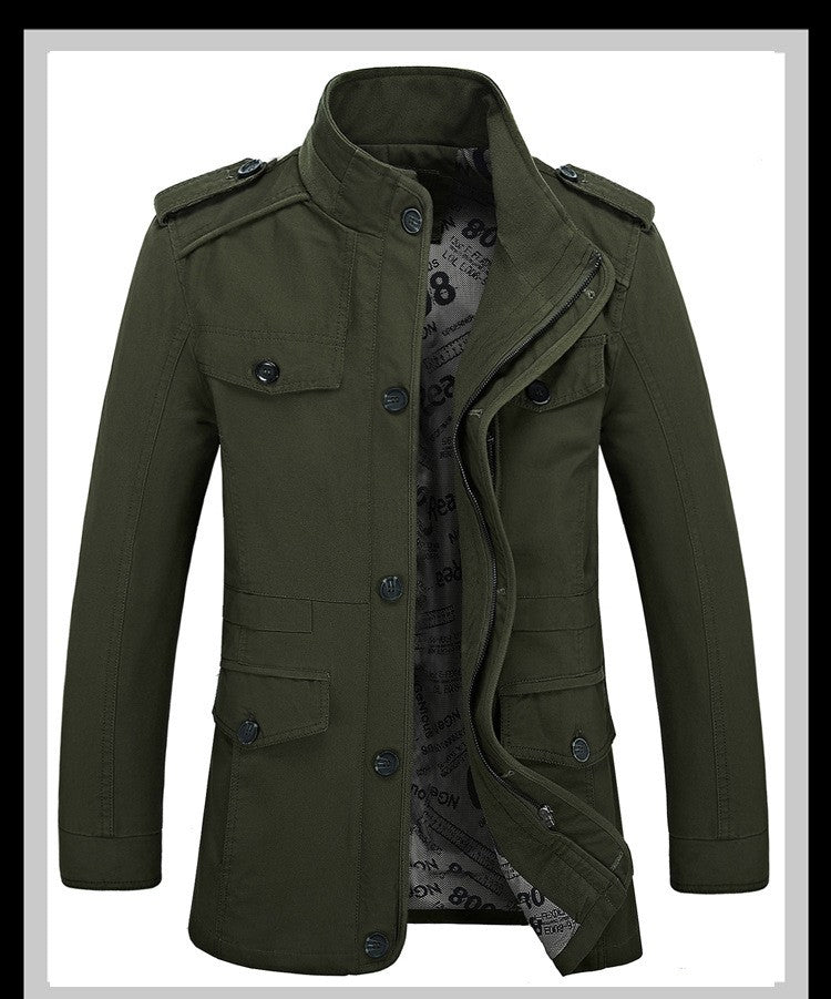 Oversize Men's Jackets Coat Male Trench Coat 5XL 6XL Spring Autumn Solid Cotton Casual Long Jacket Men Clothing Outerwear AF5806