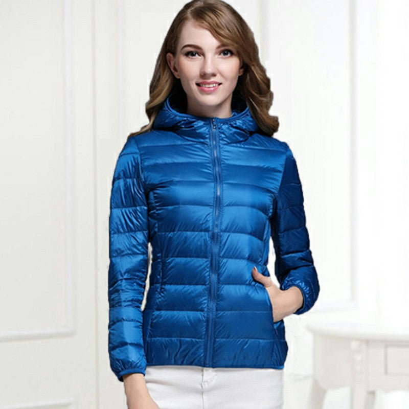 White Duck Down Winter Hoody Jackets Ultra-light Women Down Coats Puffer Long Sleeve Warm Slim Portable Thin Female Outwears 7XL