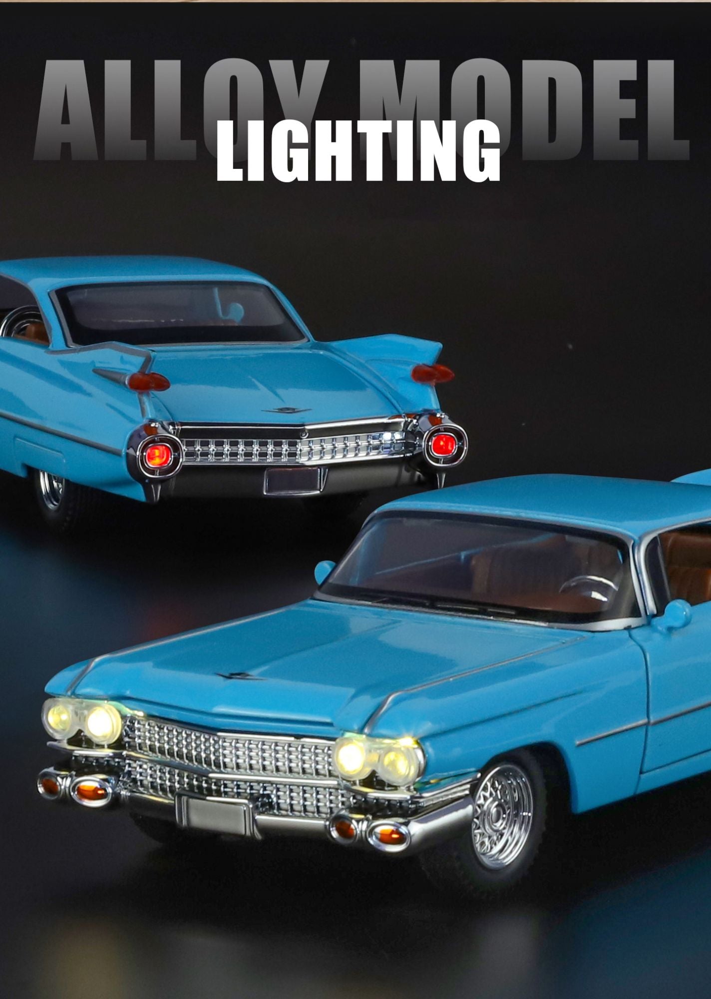 1:32 Cadillac Eldorado Biarritz Classic Retro Car Carro de Brinquedo em Metal Fundido com Som e Luz para Colecionar Puxar para Trás Hobby
