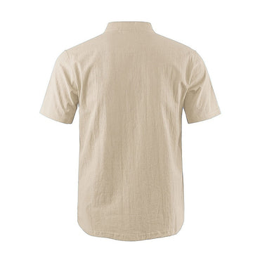 Men Casual Cotton Linen T-Shirt Pure Color T Shirts for Men Streetwear Beach Tops Tees Breathable Short Sleeve Shirt Vintage