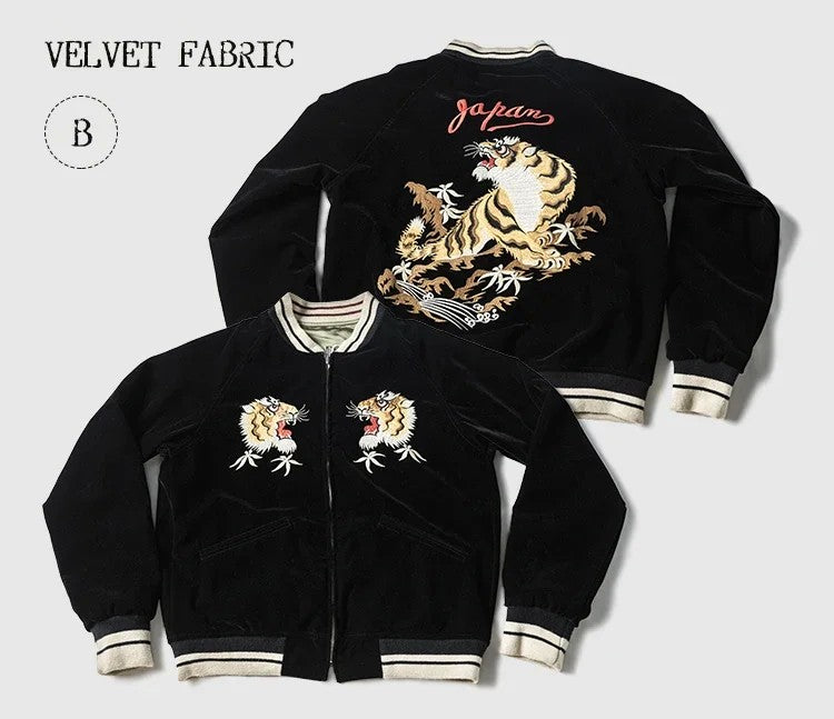 Non Stock Suka Reversible Souvenir Jacket Embroidered Sukajan Baseball Outerwear