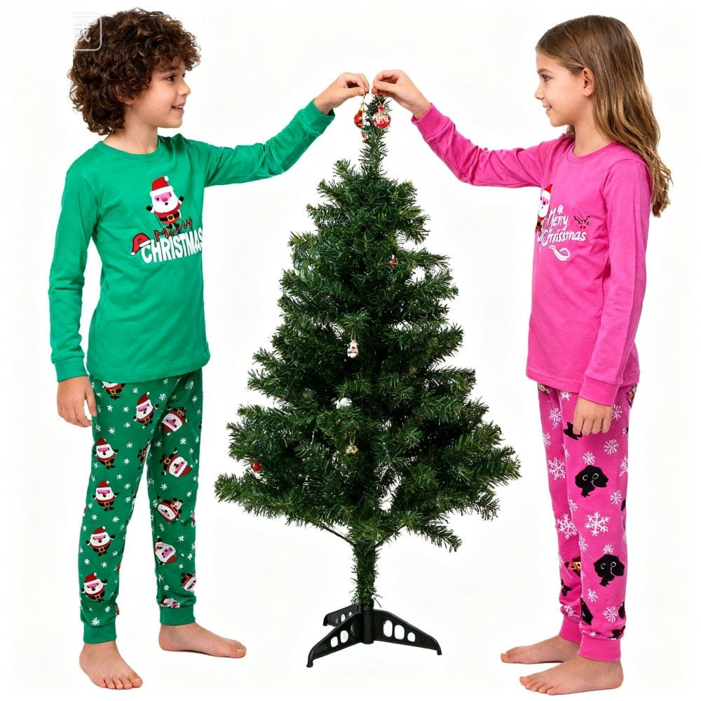 100 Cotton Children's Christmas Pajamas Sets Boys Santa Claus Sleepwear Xmas Toddler Baby Girls Pijamas Kids Christmas Pyjamas