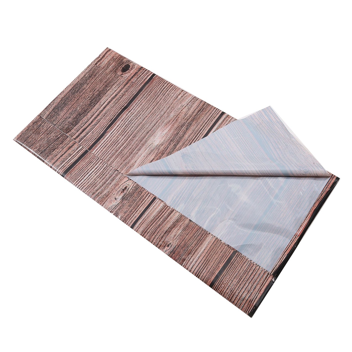 3pcs Brown Wood Grain Tablecloths Rustic Rectangle Plastic Table Covers Farmhouse Table Cloth Decor for Birthday Wedding Party