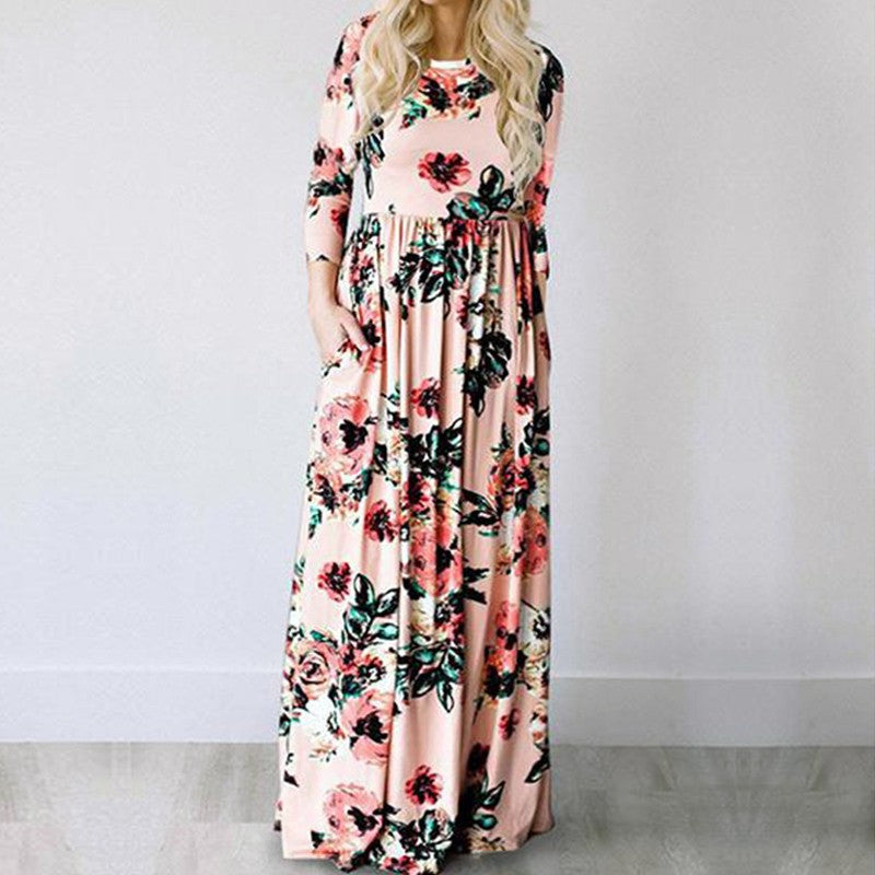Women Summer Floral Print Maxi 2025 Loose White Boho Beach Dress Women Vintage