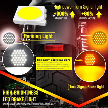 New 1157 LED Motorcycle Front Turn Signal Bulb 1156 White/Yellow/Red, Suitable For Harley Davidson 3 1/4 inch, 2 Pieces DC12-24V