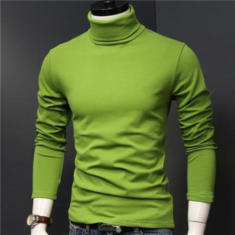 Hot Winter Warm Men Mock Neck Basic Plain T-shirt Blouse Pullover Long Sleeve Top Male Outwear Slim Fit Stretch Fashion Sweater