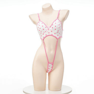 2025 Striped Halter Micro Bikini Set Lolita Kawaii Swimsuit Backless String Tied Bathing Suit