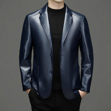 2025 Autumn Winter Men's Genuine Leather Blazers Jackets Slim Fit Suits Coats Business Casual Genuine Leather Suits Jackets Male
