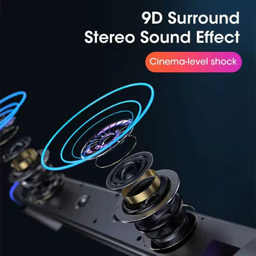 Salange V8 Sound Bar USB Wired Speakers Bar Stereo Speaker For Projector PC Laptop Phone Computer 3.5mm Aux Desktop Speaker