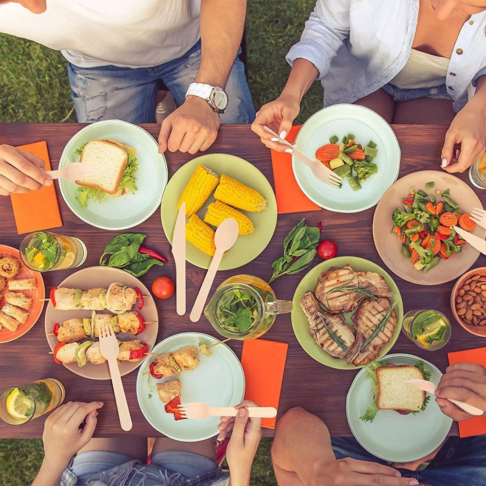 10-500Pcs Disposable Wooden Cutlery/ForksSpoons/Cutters Knife Wedding Birthday Party Supplies Kitchen Utensil Dessert Cake Scoop