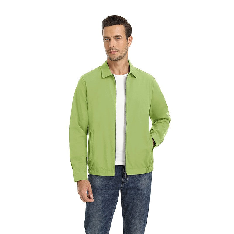 MAGCOMSEN Men's Zip-Front Golf Jacket Spring Summer Casual Jacket Solid Color Turn-down Collar Outerwear Hiking Fishing Travel