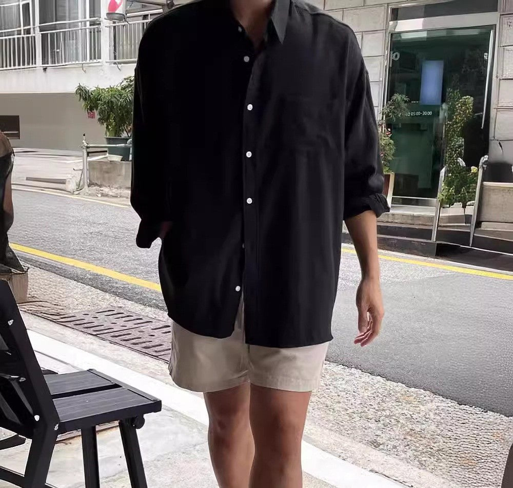 2025 European Style Premium Linen Shirt, Comfortable Men's Loose and Breathable Workwear Shirt UPF50+sun Protection