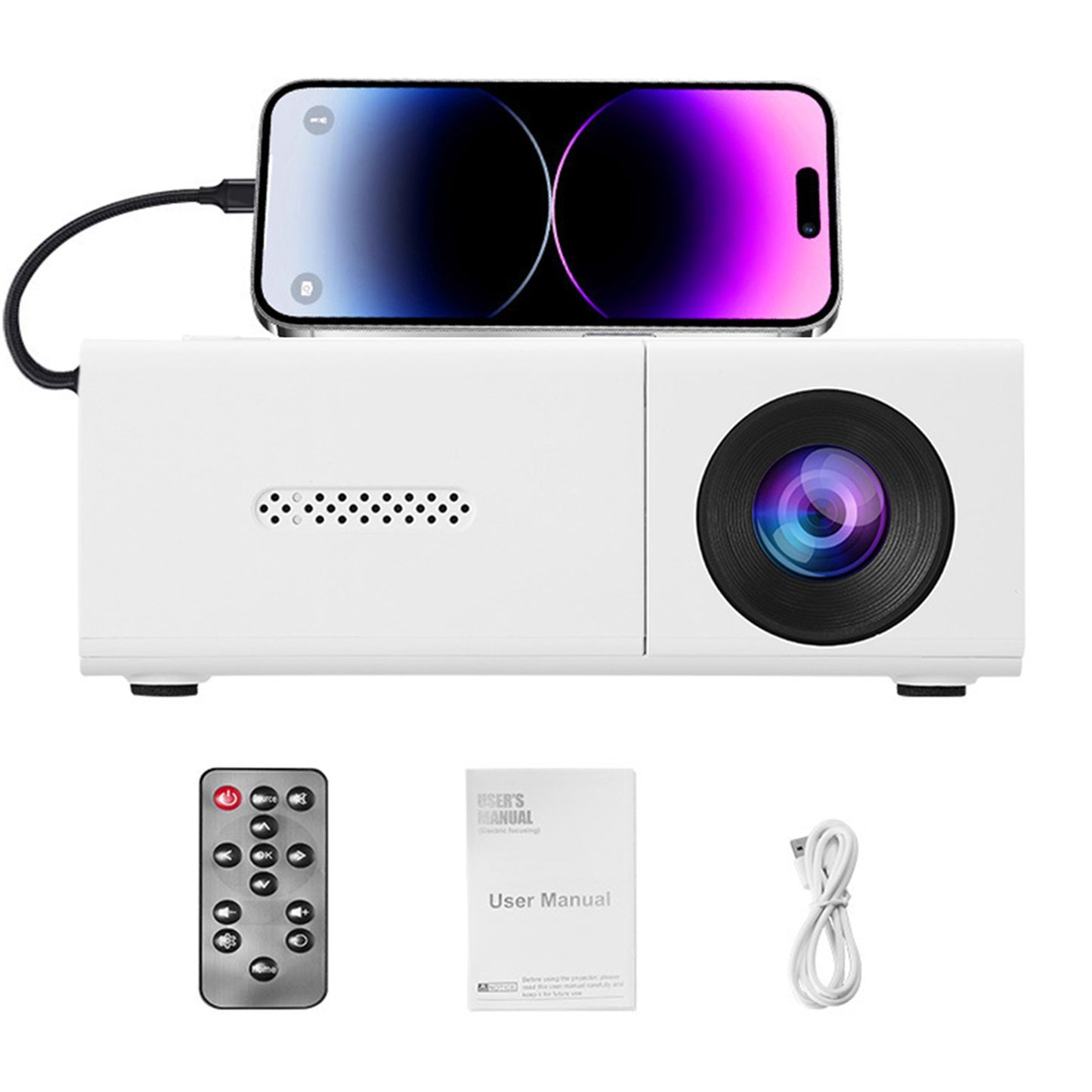 Projetor de Vídeo de Bolso Pico LED 1080P Compatível com HDMI AV Laptop Smartphone Projetor de Vídeo 4K HD para Filmes ao Ar Livre e Acampamento
