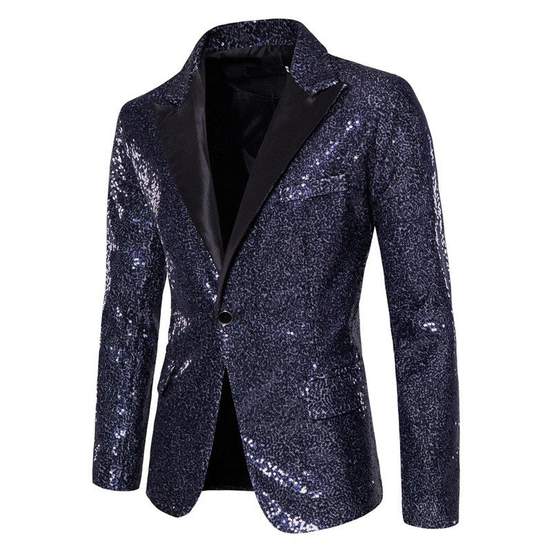 Fashion Men Luxurious Sequin Suit Jacket Green / Silver Men's Bar KTV Stage Dress Male Blazer Coat