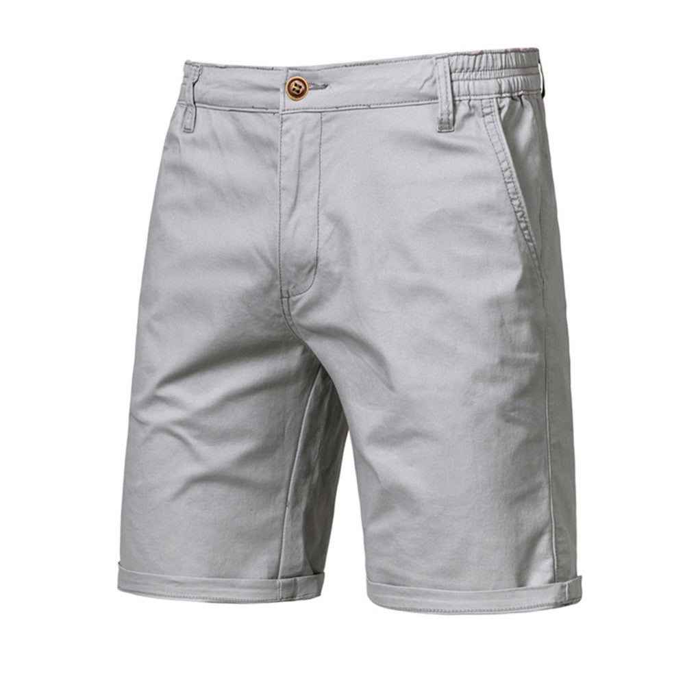 AIOPESON Summer 100% Cotton Solid Shorts Men High Quality Casual Business Social Elastic Waist Men Shorts 10 Colors Beach Shorts