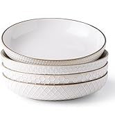 Ceramic Dinnerware Sets,12 pcs Embossed Elegant Stoneware Plates and Bowls Sets, Housewarming Wedding Gift | Dishwasher & Microw