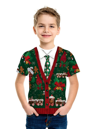 Children's Christmas T-Shirt 3D Print Funny Tops Festival Short Sleeve Baby Clothes 2-10y Christmas Gift for Boys Girls Clothing