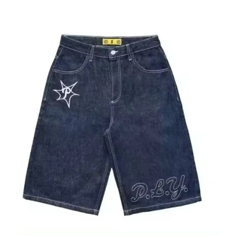 High Quality Street Y2K Retro Denim Shorts Shinjuku Hip Hop Pocket Loose Denim Shorts For Men and Women In Summer Gothic Shorts